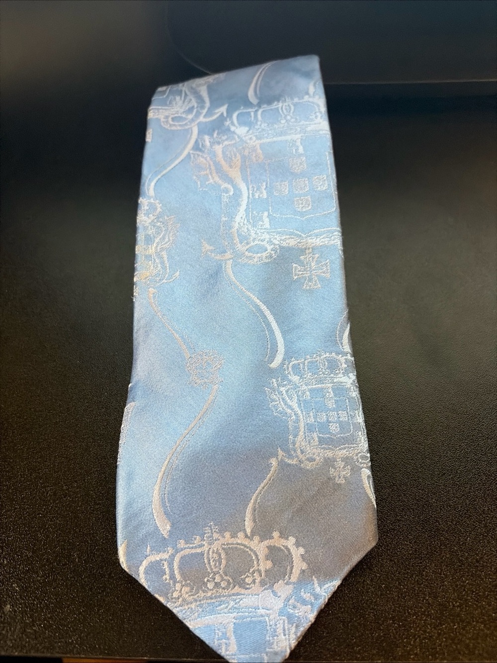DKNY Silk Tie Light Blue Pattern Mens Necktie Classic